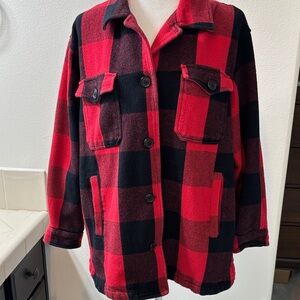 Lucky Brand Cotton Oversized Plaid Shacket - Medium